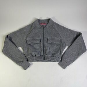 Vintage 2B Free Y2K Women's cropped sweat shirt jacket W/Pockets gray size Small